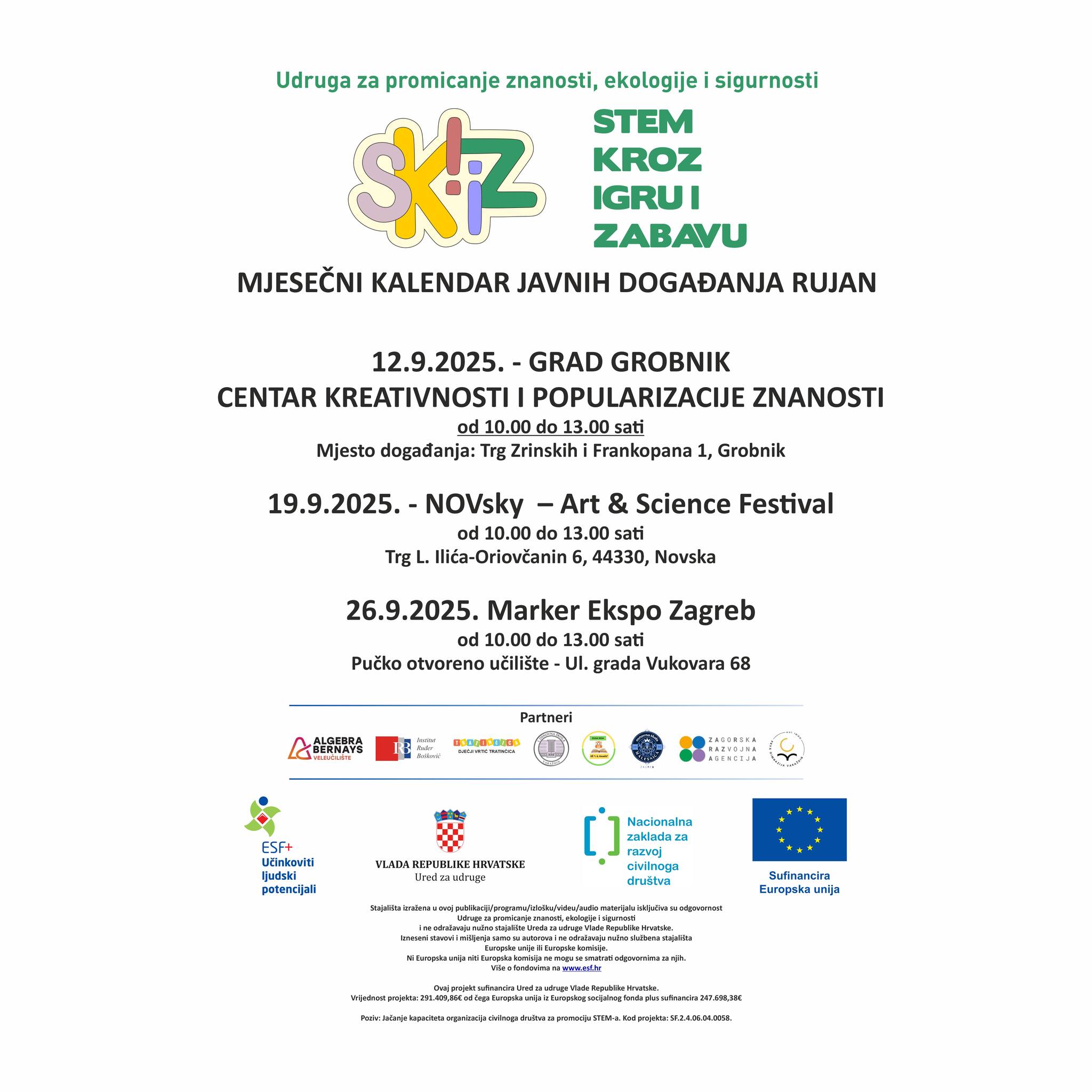 Mjesečni kalendar javnih STEM događanja – RUJAN 2025.