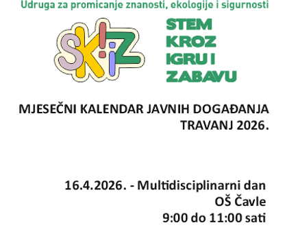 Mjesečni kalendar javnih događanja TRAVANJ 2026